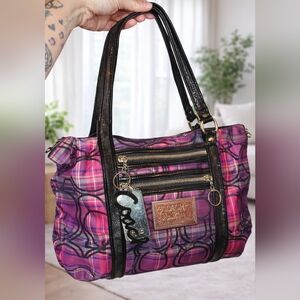 Coach Poppy Plaid Pink and Black Women's Bag